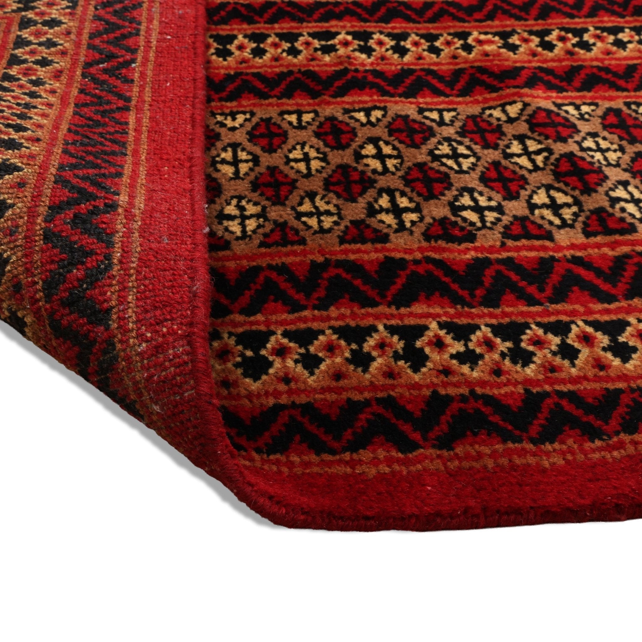 Santa Fe Hand-Knotted Wool Tribal Rug in Ribbon Red Color