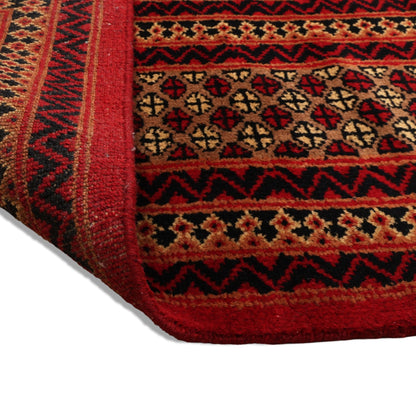 Santa Fe Hand-Knotted Wool Tribal Rug in Ribbon Red Color
