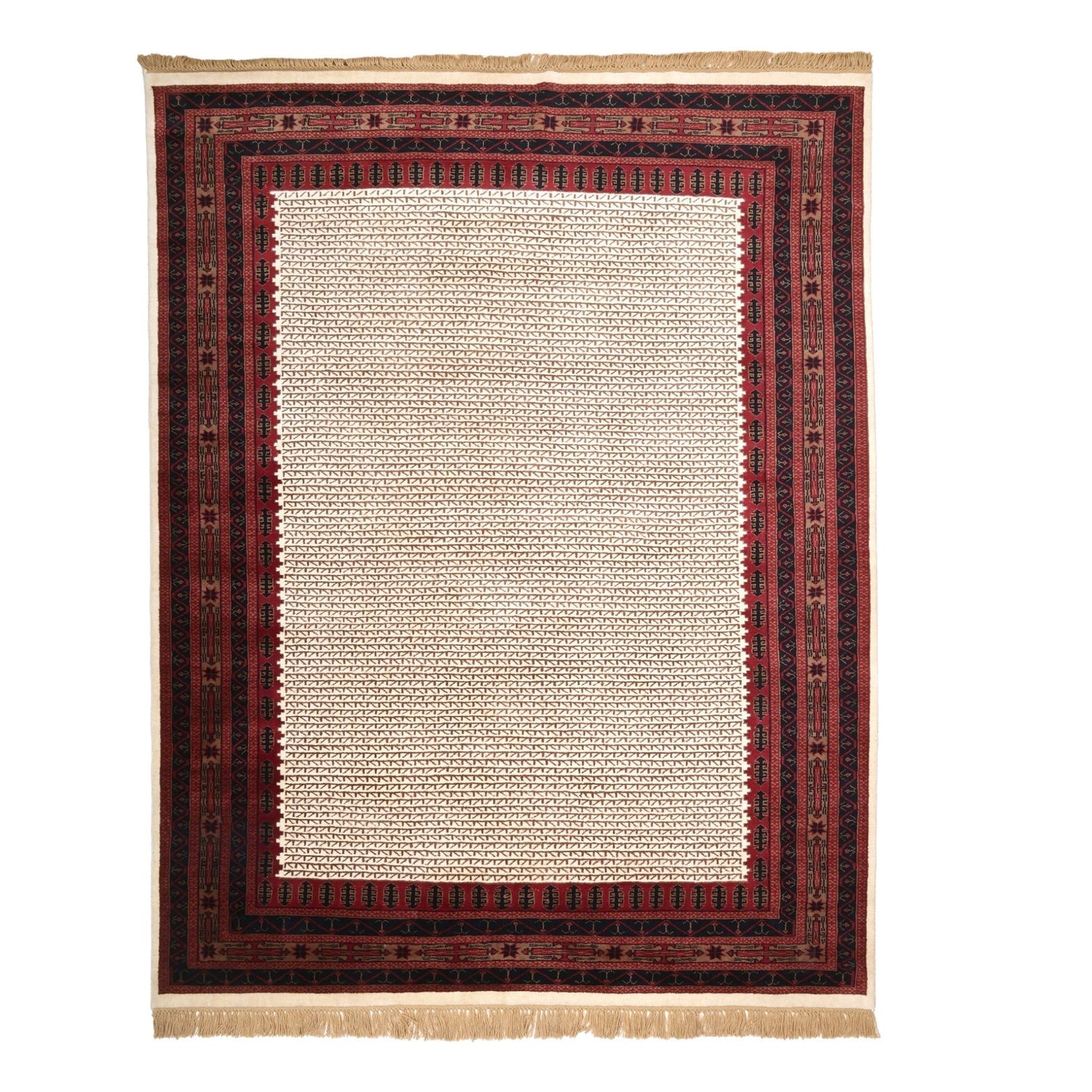 Sedona Hand-Knotted Wool Tribal Rug – Cream &amp; Rust | Medium Pile Mild Soft Finish