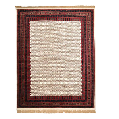 Sedona Hand-Knotted Wool Tribal Rug – Cream &amp; Rust | Medium Pile Mild Soft Finish