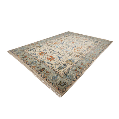 Sintra Vintage Oushak Hand-Knotted Wool Rug - Cream &amp; Blue