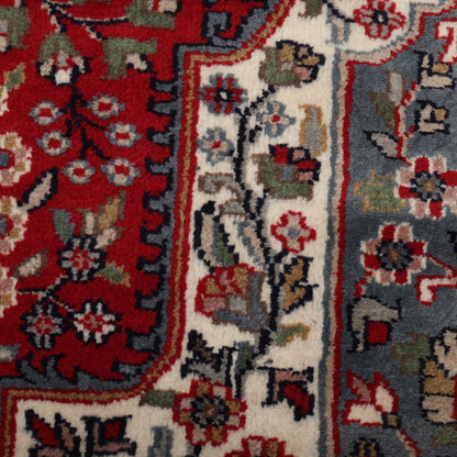 Zareen Hand-Knotted Wool Kashan Rug – Crimson Red &amp; Midnight Blue