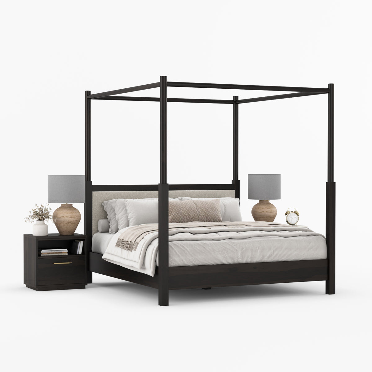 Hartsville Upholstered Solid Wood Canopy Bed