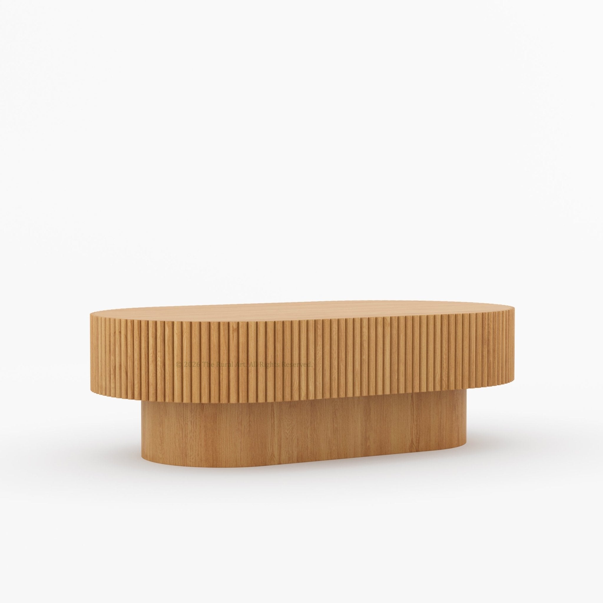 Cullman Teak Wood Oval Fluted Coffee Table