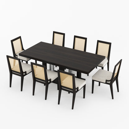 Fairbanks Modern Solid Wood Dining Table &amp; Cane Back Chair Set