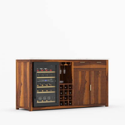 Sonoma Modern Black Bar Cabinet with Mini Fridge Space