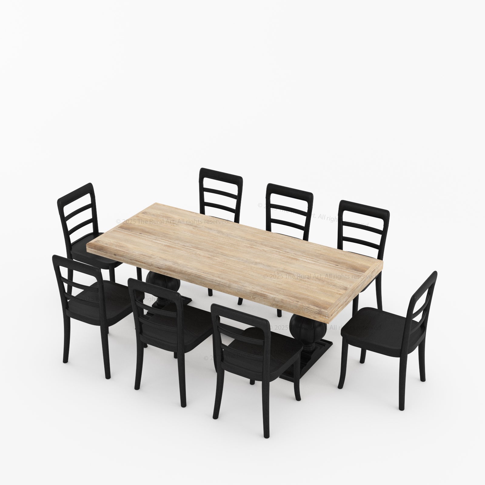 Manhattan Dual-Tone Solid Wood Pedestal Dining Table &amp; Chair Set