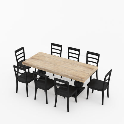 Manhattan Dual-Tone Solid Wood Pedestal Dining Table &amp; Chair Set