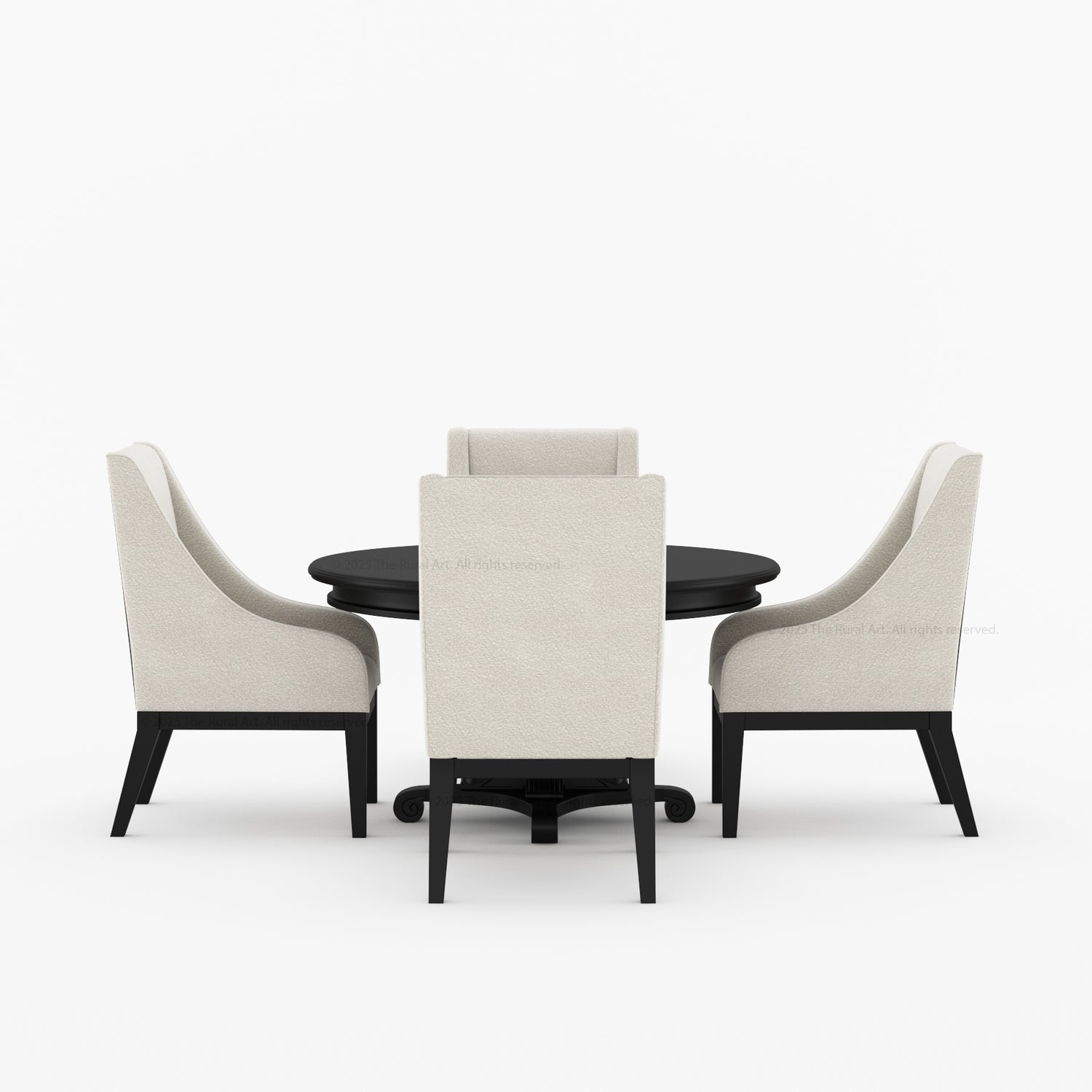 Phoenix Solid Wood Pedestal Dining Table &amp; Upholstered Armchair Set