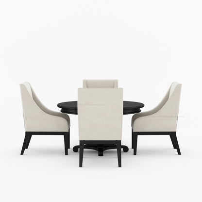 Phoenix Solid Wood Pedestal Dining Table &amp; Upholstered Armchair Set