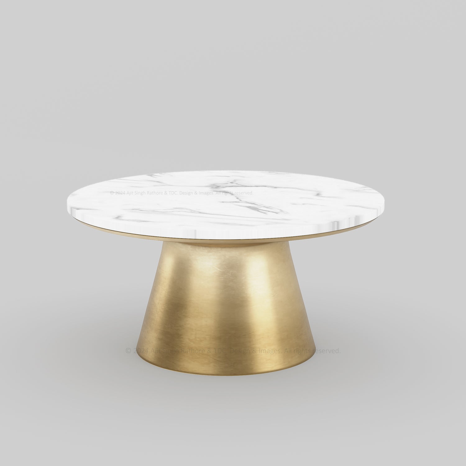 Luxe Marble-Top Coffee Table with Brass-Finish Iron Base