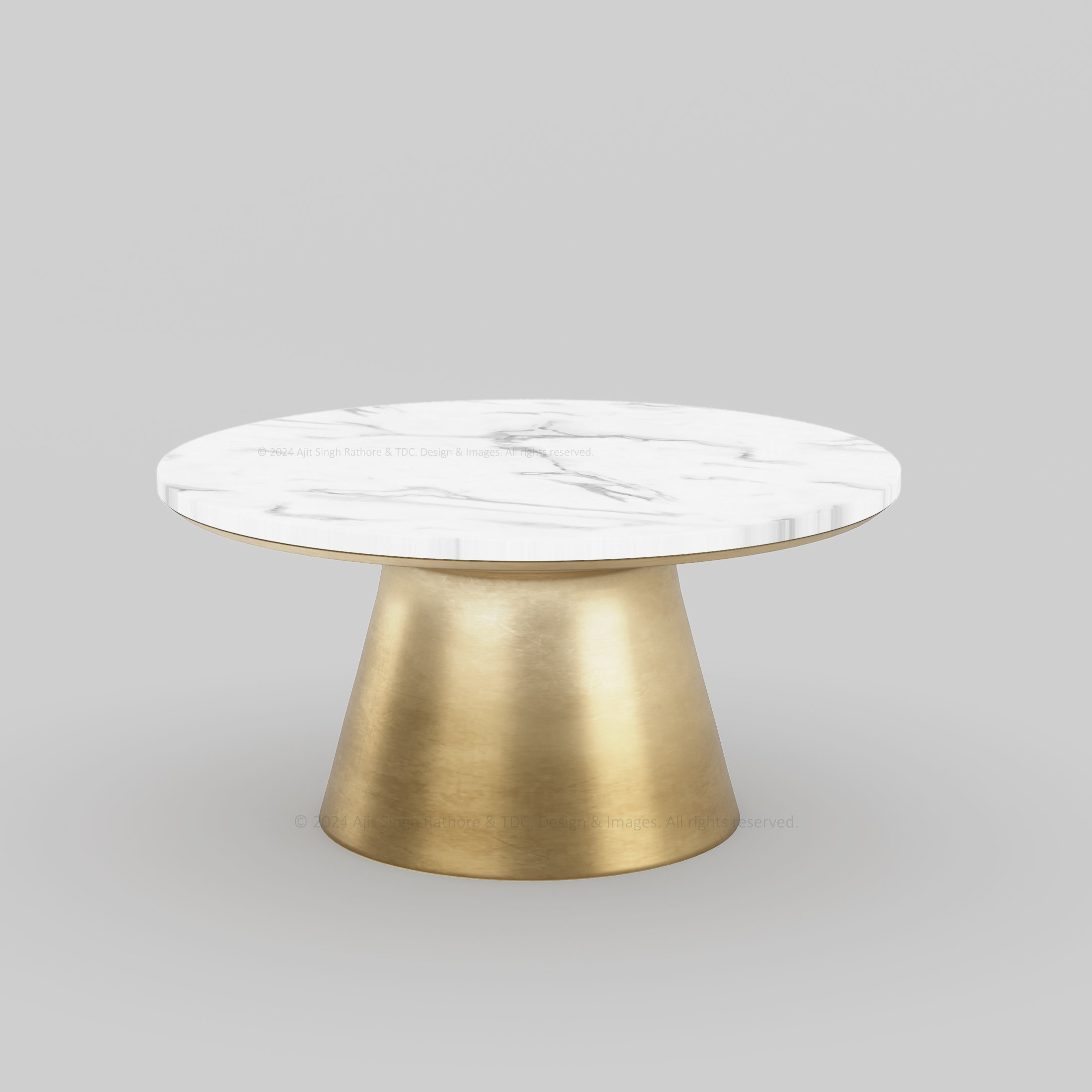 Luxe Marble-Top Coffee Table with Brass-Finish Iron Base