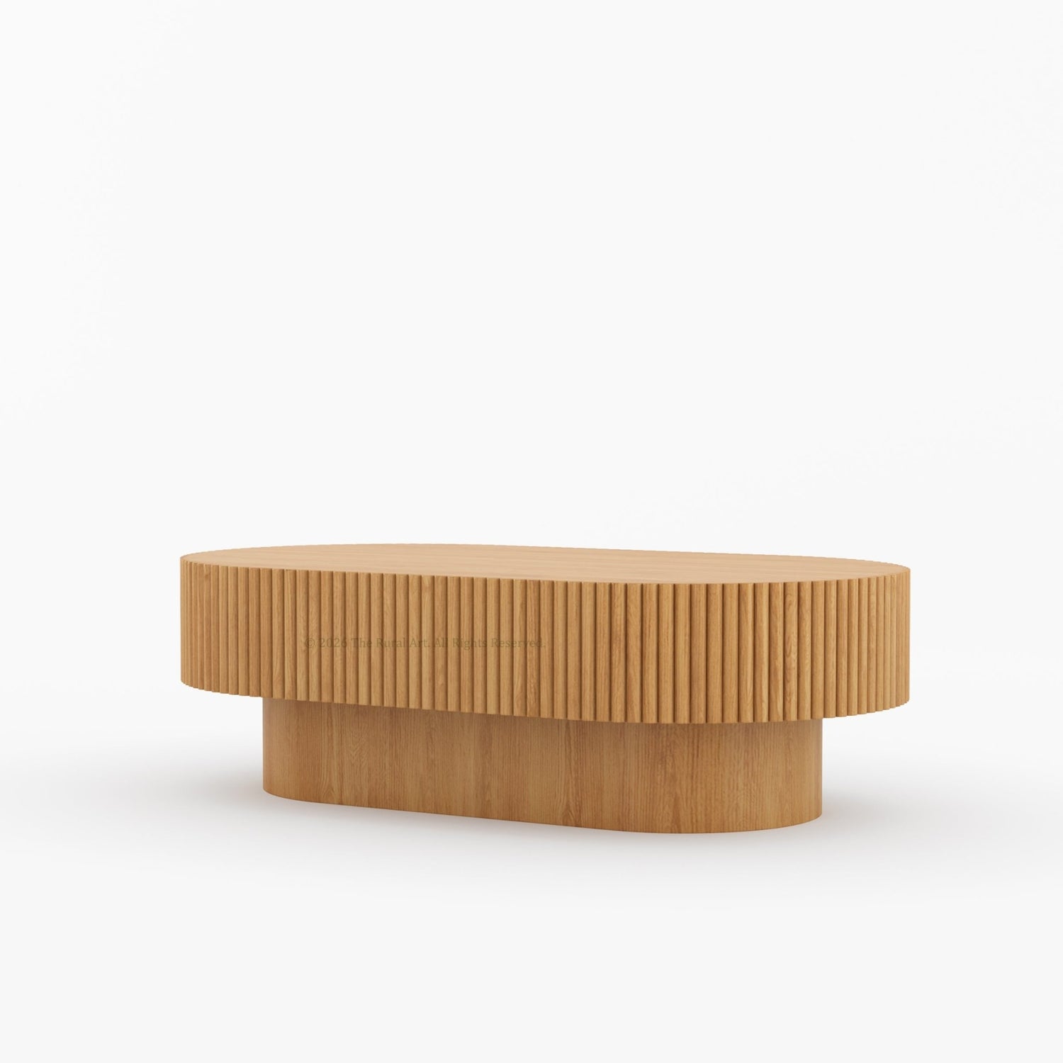 Cullman Teak Wood Oval Fluted Coffee Table