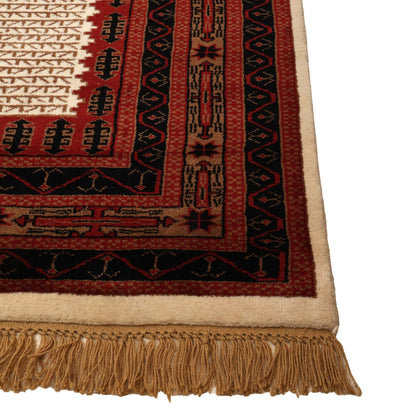 Sedona Hand-Knotted Wool Tribal Rug – Cream &amp; Rust | Medium Pile Mild Soft Finish