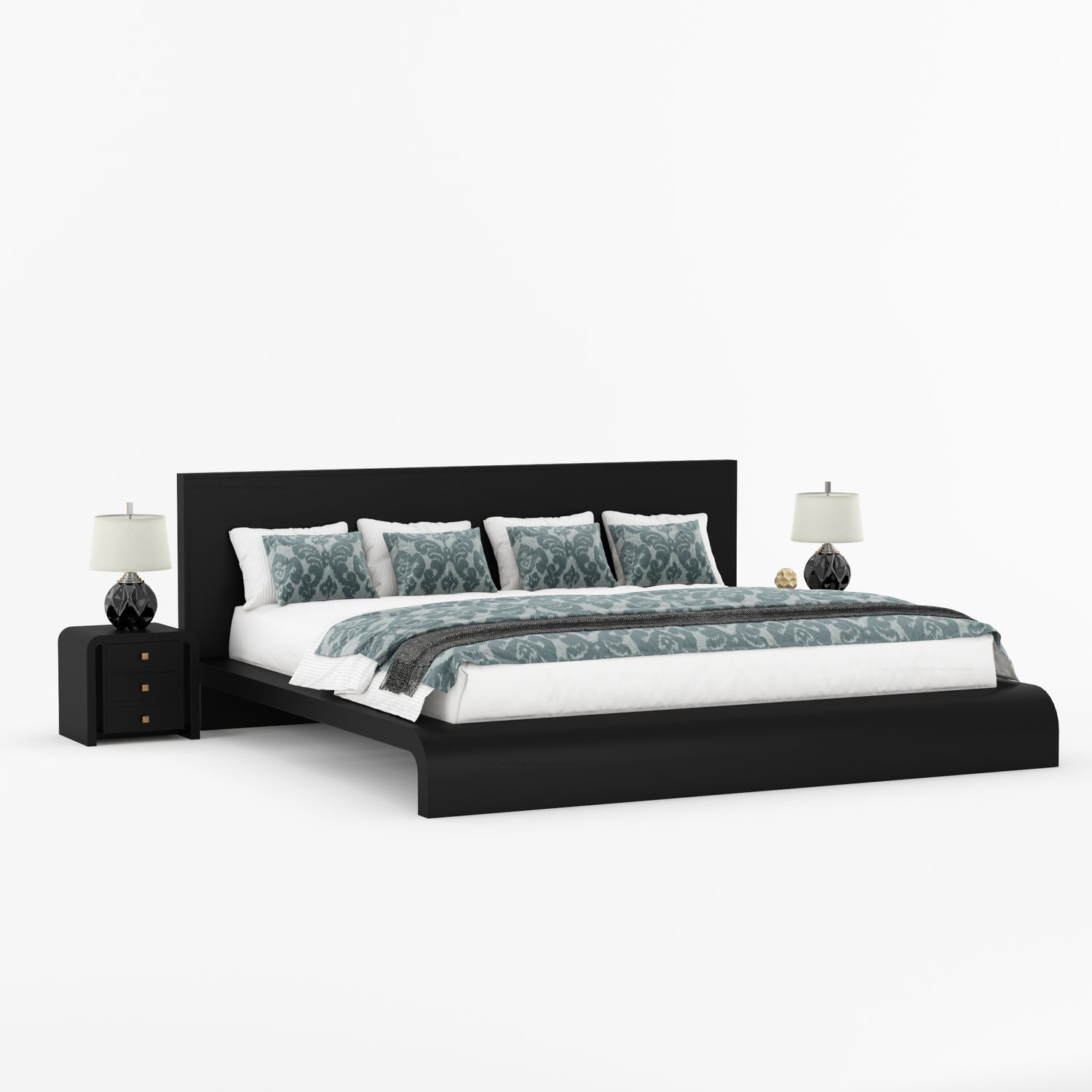 Stockton Solid Wood Curved Platform Bed