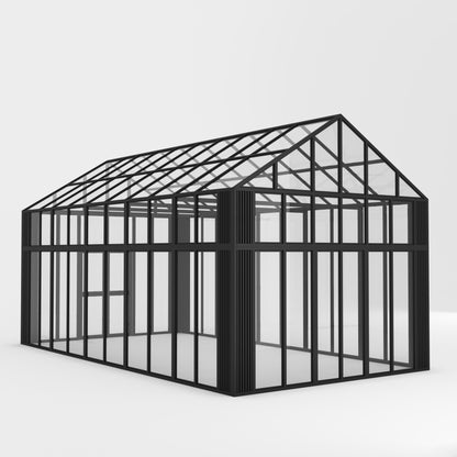 Boulder Estate Black Metal &amp; Glass Greenhouse