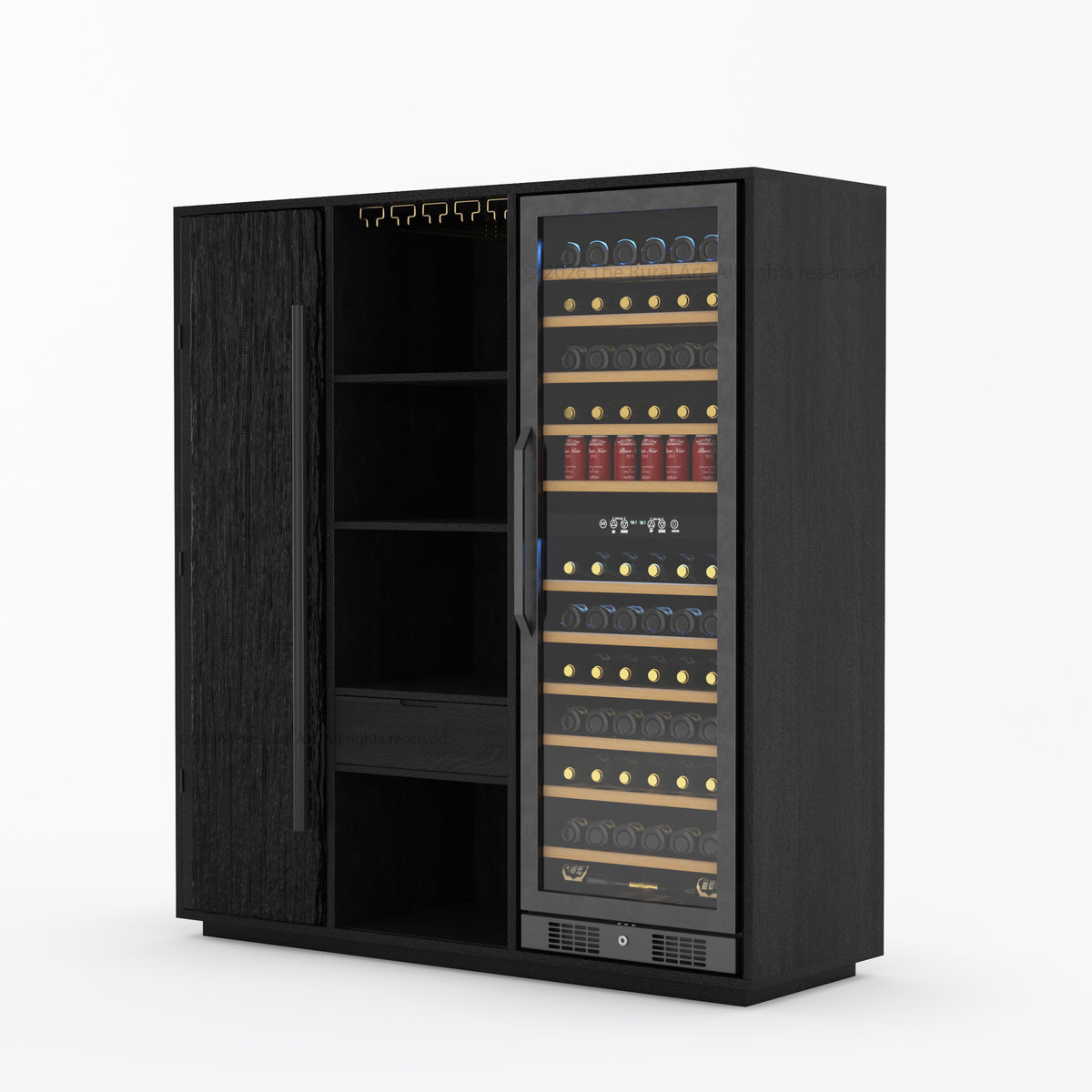 Myers Grand Modern Solid Wood Wine Bar Cabinet with Fridge Cutout