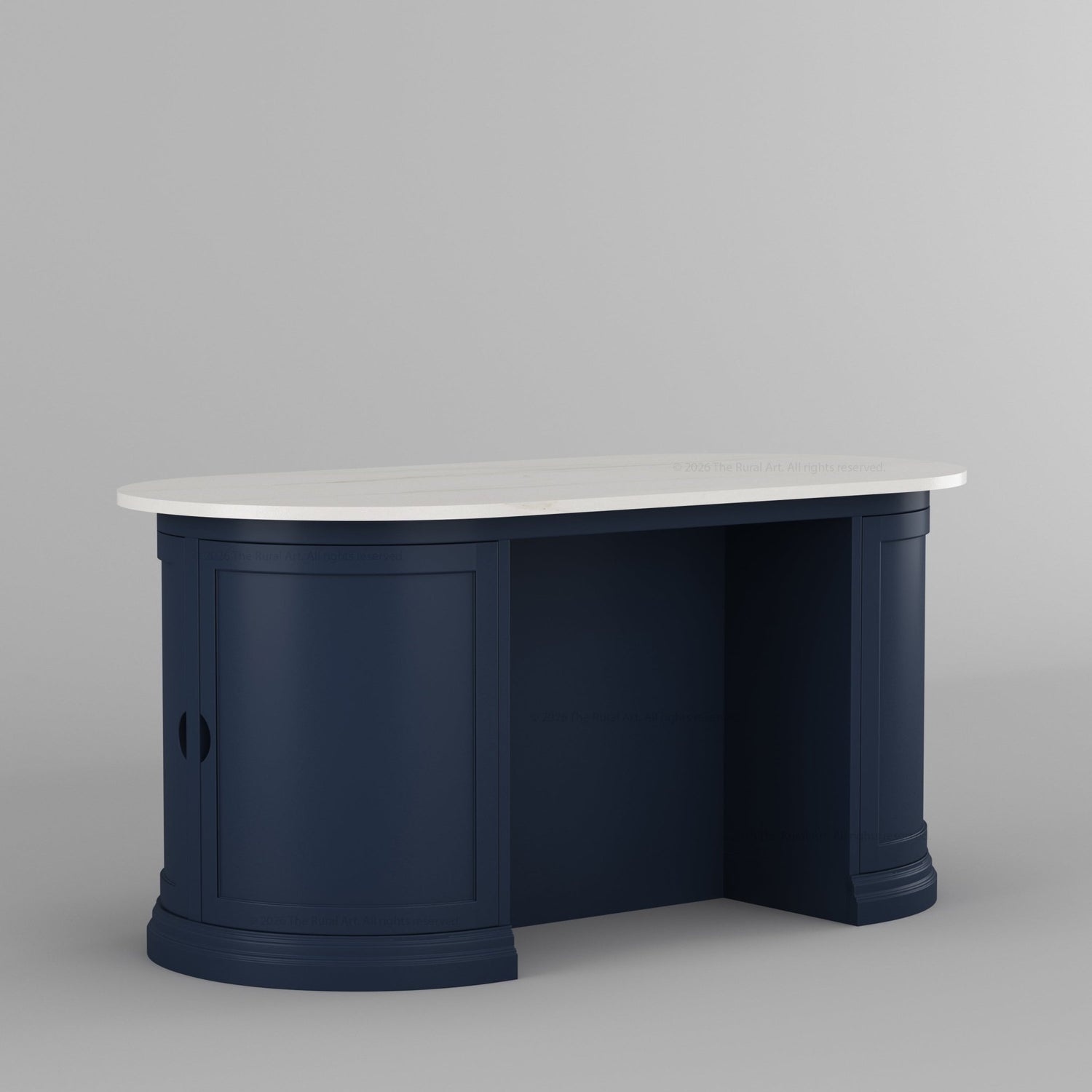 Harrison Solid Wood Oval Kitchen Island with Storage &amp; Optional Seating