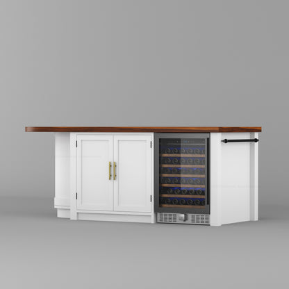 Danville Solid Wood Kitchen Island with Built-In Wine Cooler &amp; Storage Cabinets