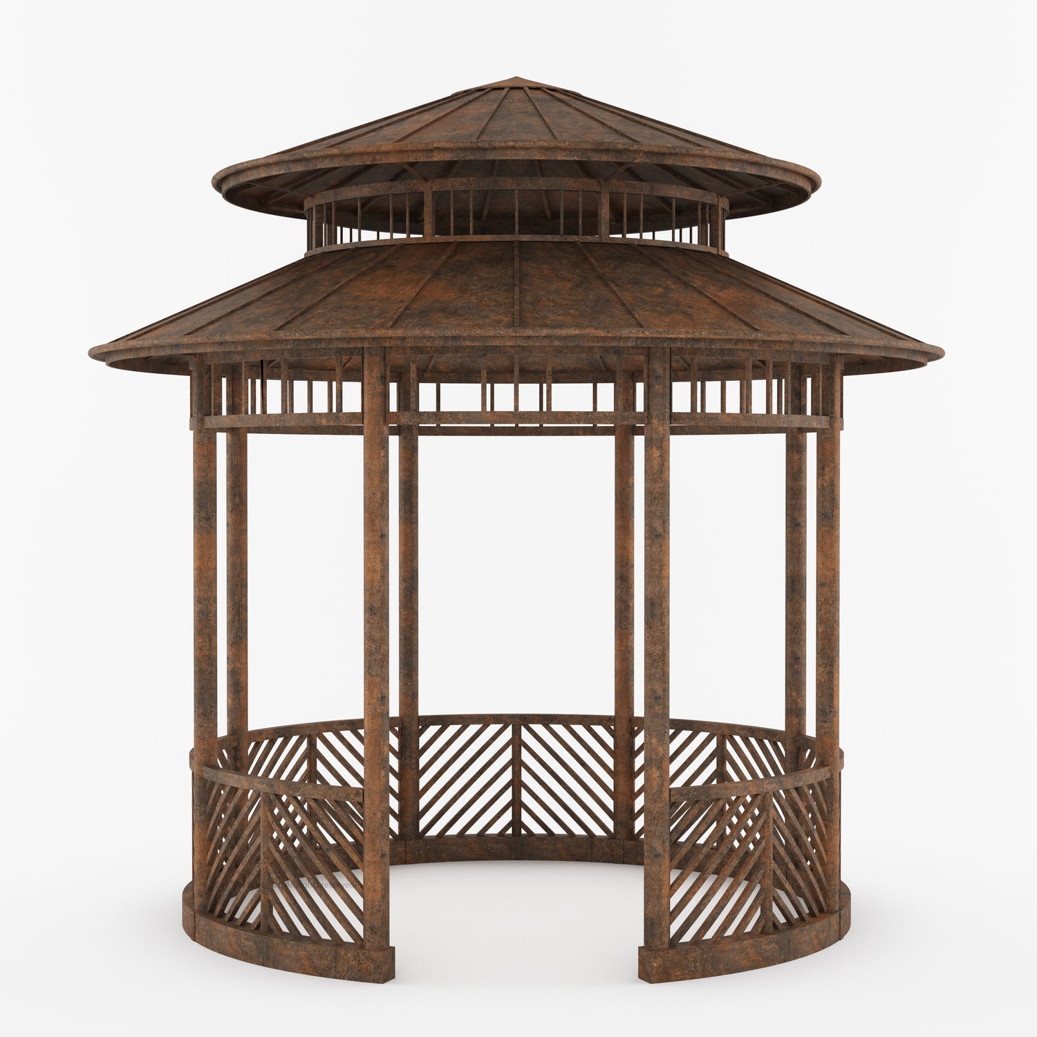 Portsmouth Double-Tier Estate Pavilion Wrought Iron Garden Gazebo