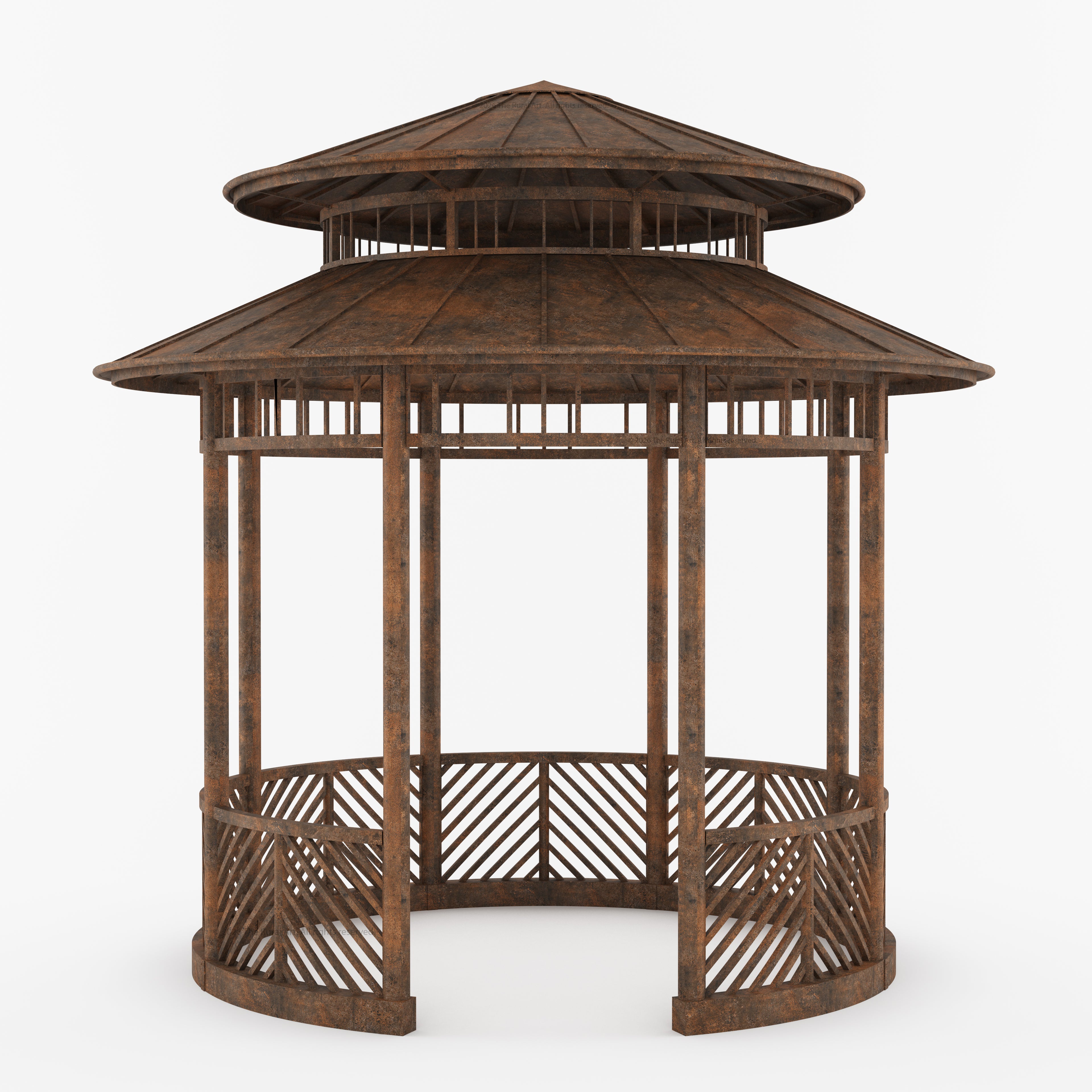 Portsmouth Double-Tier Estate Pavilion Wrought Iron Garden Gazebo