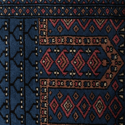 Savannah Prussian Blue Hand-Knotted Wool Rug Traditional Artisan Carpet