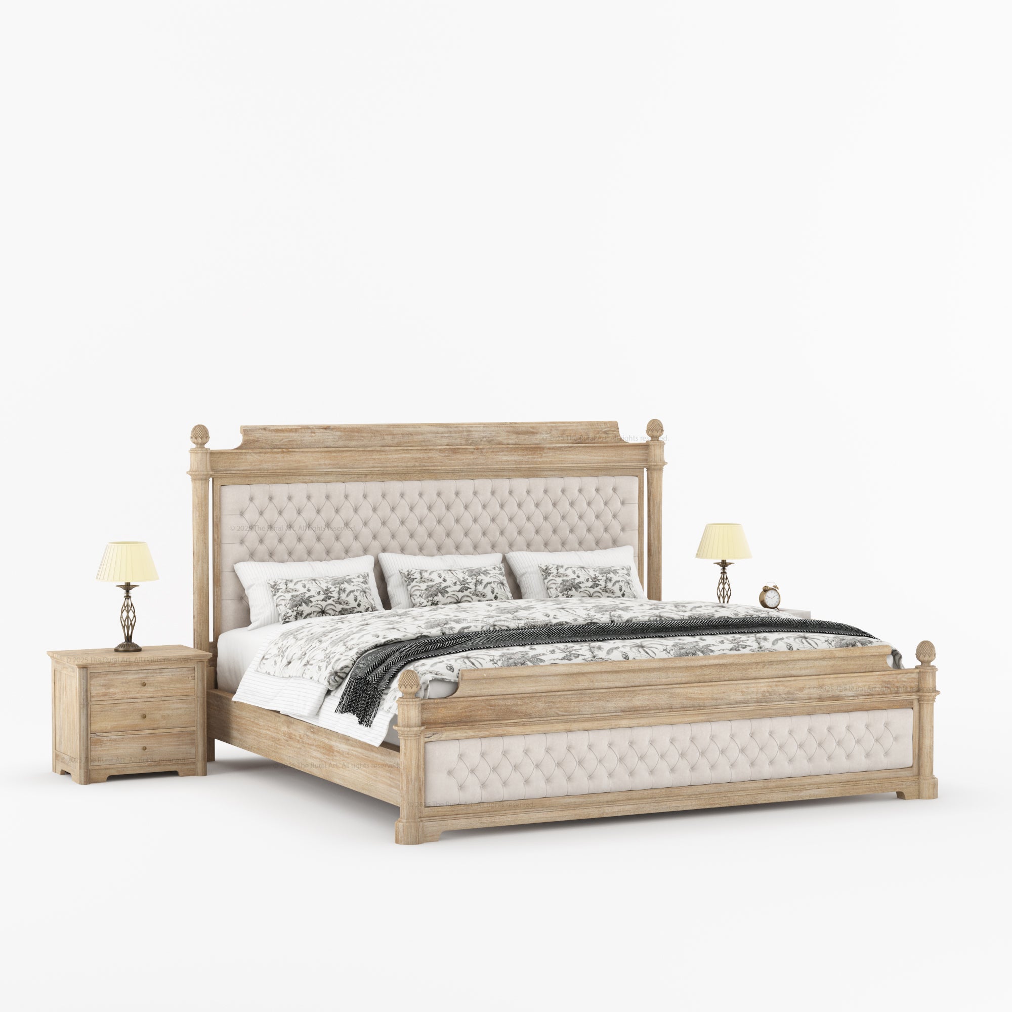Abilene Solid Wood Platform Bed with Hand Tufted Upholstered Headboard