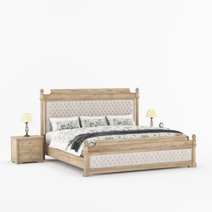 Abilene Solid Wood Platform Bed with Hand Tufted Upholstered Headboard