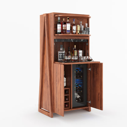 Beckley Solid Wood Revolving Wine Bar Cabinet