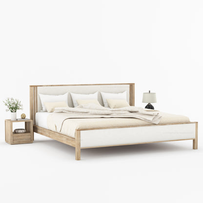 San Marino Premium Solid Indian Rosewood Upholstered Platform Bed