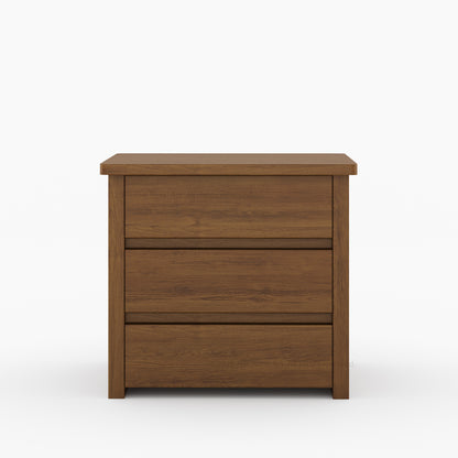 Dallas Solid Wood Bed &amp; Nightstand Set with Slatted Headboard and Iron Accents