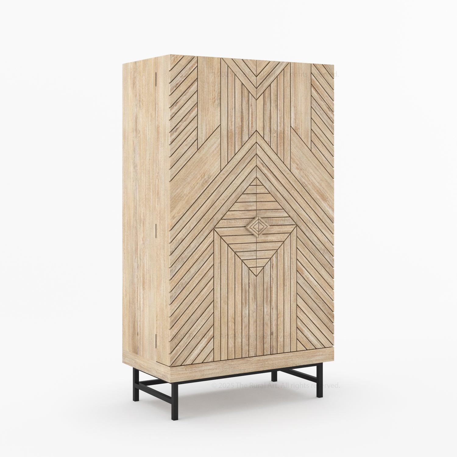 Charleston Rustic Modern Tall Bar Cabinet With Wine Storage