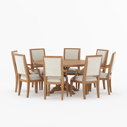 Miami Round Solid Wood Dining Table with Iron Accent Pedestal