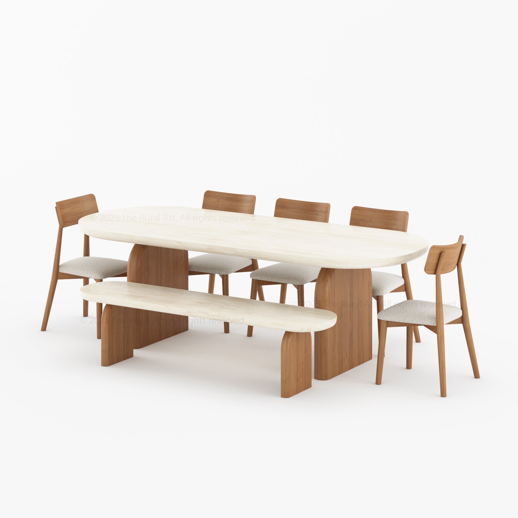 Blytheville Dual Tone Oval Dining Table with Curved Edges