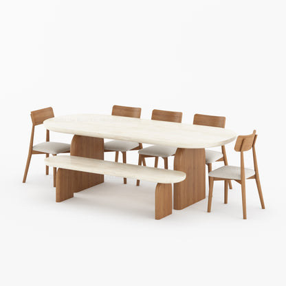 Blytheville Dual Tone Oval Dining Table with Curved Edges