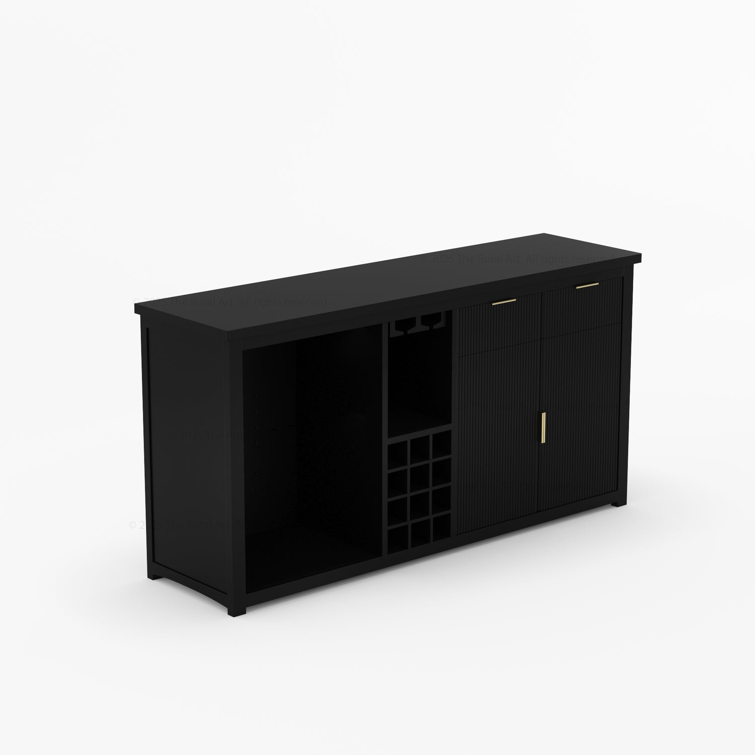 Sonoma Modern Black Bar Cabinet with Mini Fridge Space