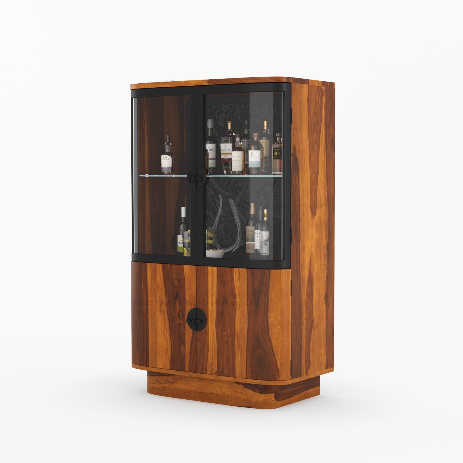 Woodinville Carved Bar Cabinet with Display Rack