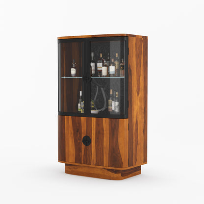 Woodinville Carved Bar Cabinet with Display Rack