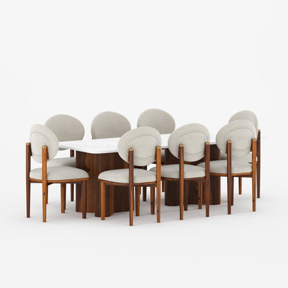 Valdez Fluted Dining Table &amp; Upholstered Chair Set