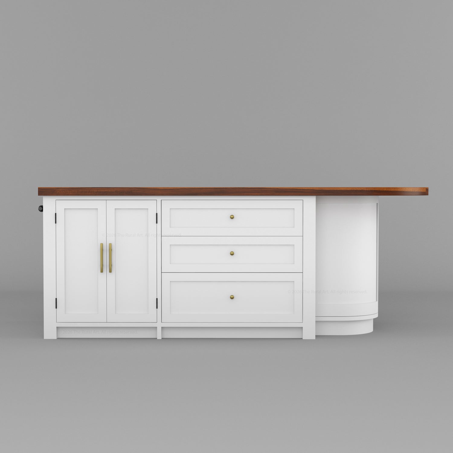 Danville Solid Wood Kitchen Island with Built-In Wine Cooler &amp; Storage Cabinets