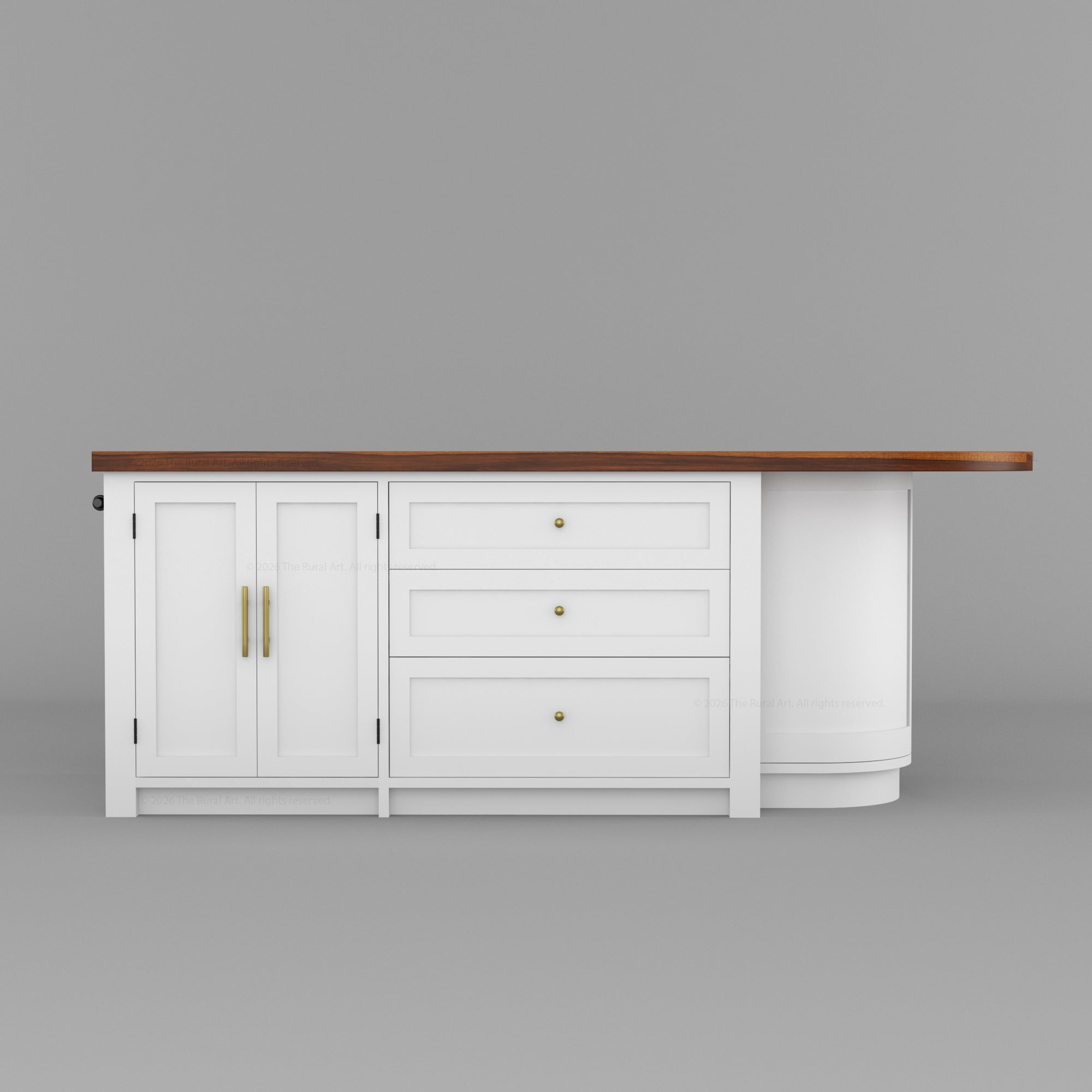 Danville Solid Wood Kitchen Island with Built-In Wine Cooler &amp; Storage Cabinets