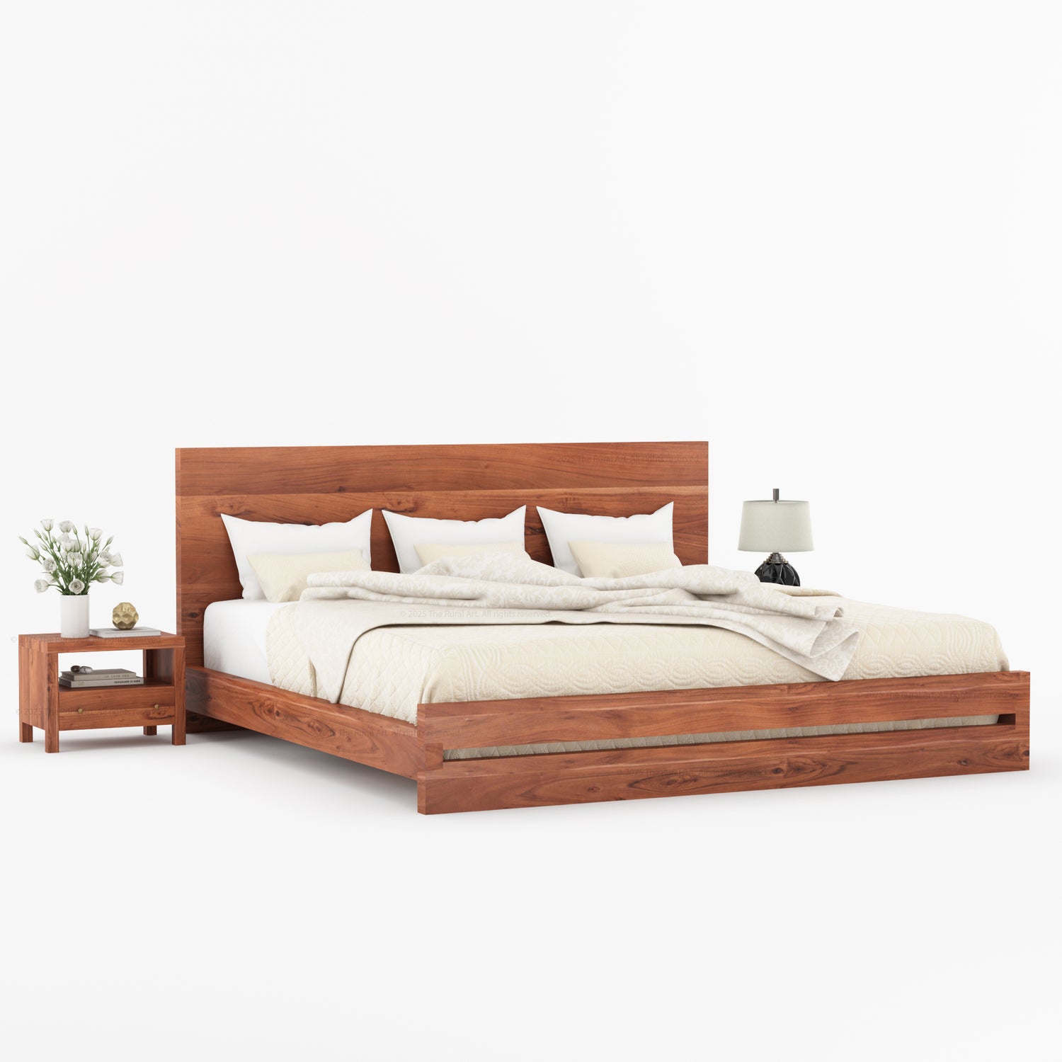 Lompoc Rustic Solid Wood Platform Bed Modern Minimalist Design