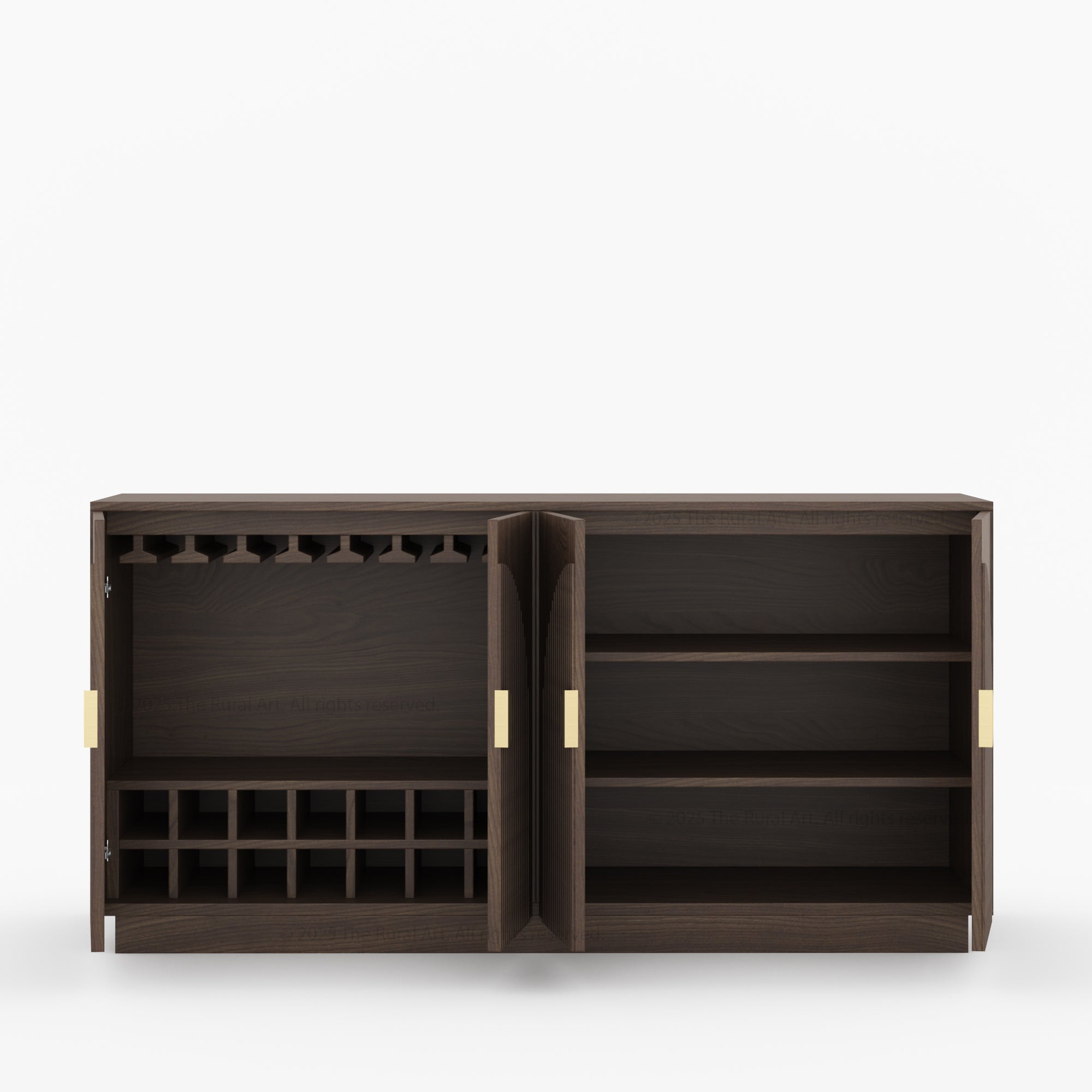 Clifton Fluted Arc-Front Solid Wood Wine Bar Sideboard