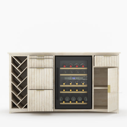 Florida Modern Fluted Wine Bar Cabinet with Mini Fridge Space