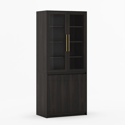 Girtin Solid Wood Wine &amp; Coffee Bar Hutch with White Quartz Countertop – 99” Width