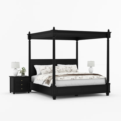 Kingman Grand Solid Wood Canopy Bed with Fluted Column Details