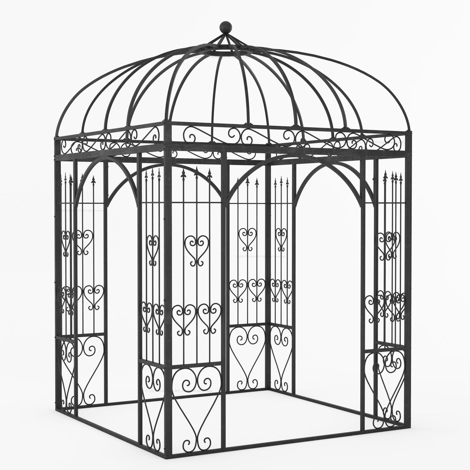 Ojai Ornate Wrought Iron Garden Gazebo with Domed Roof
