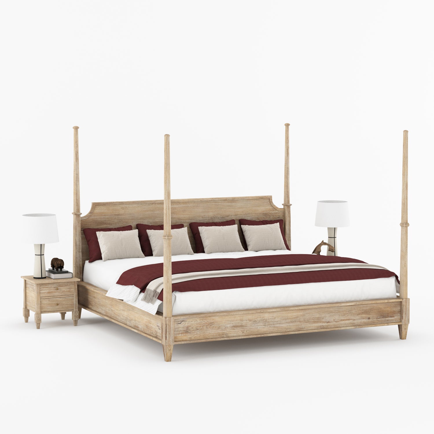 Dothan Heirloom Four-Poster Solid Wood Bed with Sculpted Posts