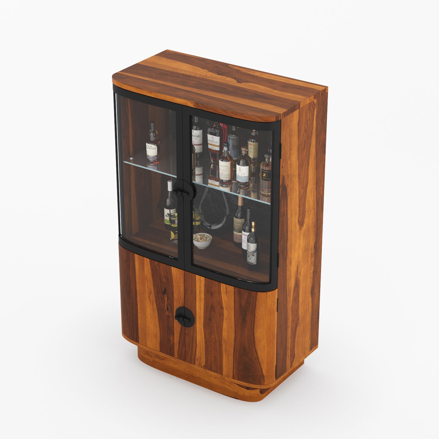 Woodinville Carved Bar Cabinet with Display Rack