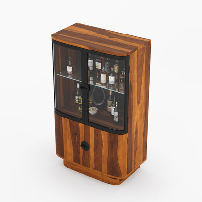 Woodinville Carved Bar Cabinet with Display Rack